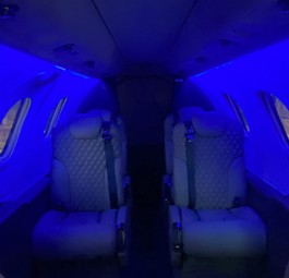 Eine Kabine eines Businessjets: Atlas Air Service bietet jetzt Nachrüsetsets für die Beleuchtung.
