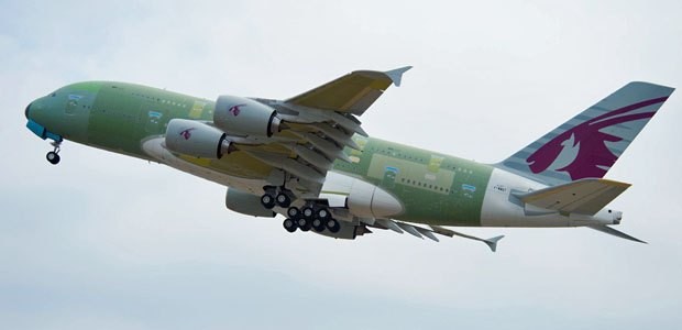 A380 von Qatar: Erst im Oktober hebt er wirklich ab.
