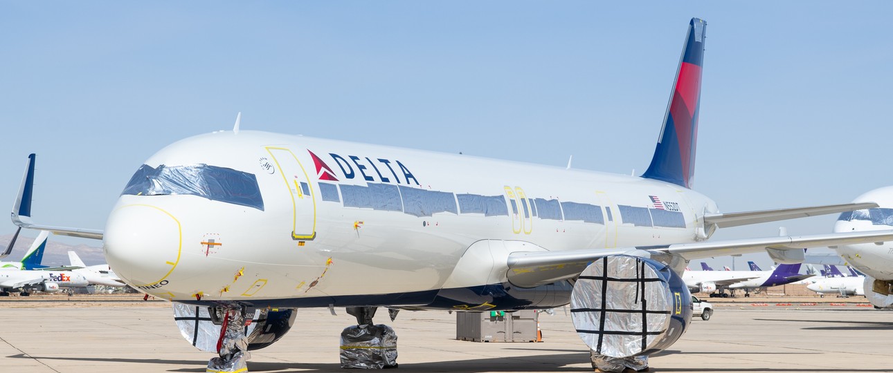 Deltas Airbus A321 Neo mit dem Kennzeichen N552DT in Victorville: Steht schon seit November 2024 dort.
