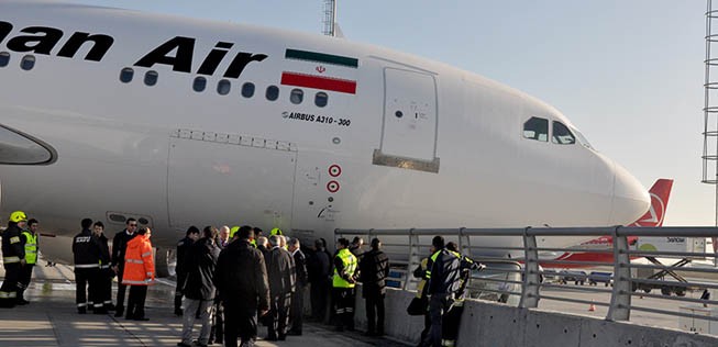 Der Airbus A310 von Mahan Air war aus Teheran gekommen. Beim Rollen konte er nicht bremsen.