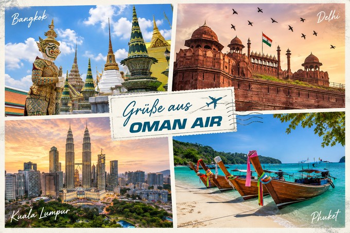 Von Muscat aus verbindet Oman Air das Sultanat mit mehr als 40 Destinationen in Asien und darüber hinaus