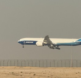 Die Landung der Boeing 777X nach der Vorführung: Eindrückliche Manöver.