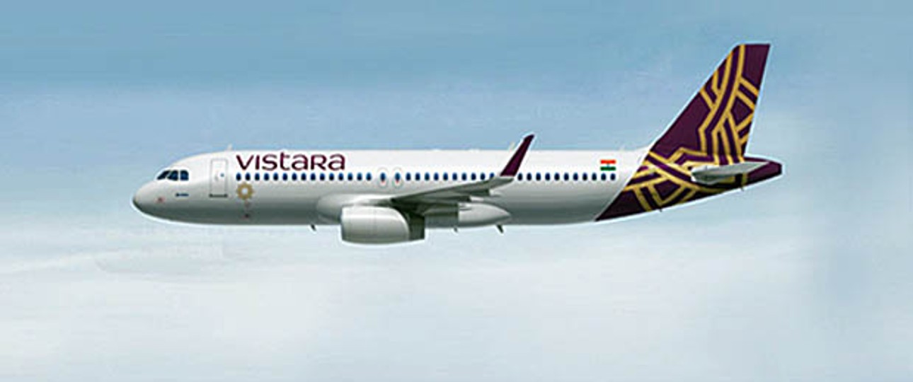 Airbus A320 in den Farben von Vistara: Luxus über den Wolken.