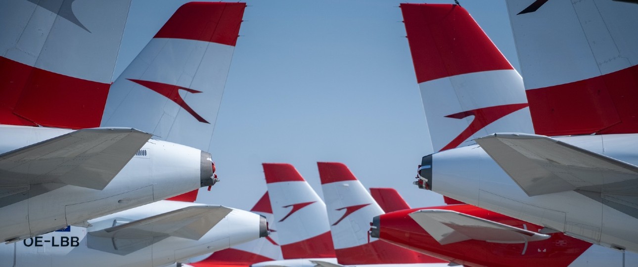 Geparkte Flieger von Austrian Airlines: Nicht alle heben wieder ab.