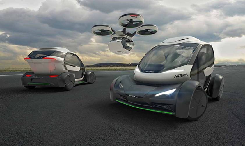 Airbus und Italdesign stellen das Konzept Pop-up vor: Eine Kapsel aus Karbonfaser kann fahren oder fliegen, je nach Verkehrslage.