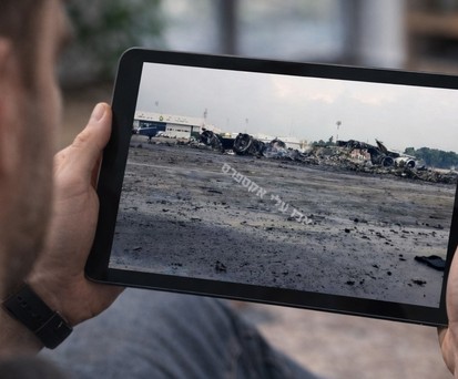 Das Bild, das angeblich den zerstörten Airbus A340 von Mahan Air zeigt: Lässt sich nicht unabhängig verifizieren.