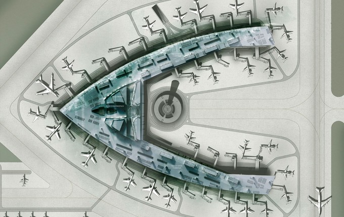 Entwurf des Satellitenterminals aus dem Jahre 2010: Das Architekturbüro hat auch schon die ersten beiden Terminals von El-Prat entworfen.