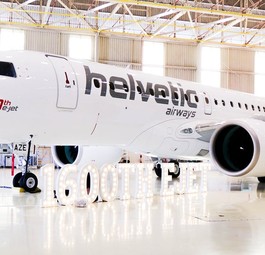 HB-AZE at the Embraer factory in São José dos Campos.