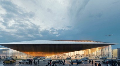 Visualisierung der neuen Ankunftshalle: Entworfen hat das Gebäude Zaha Hadid Architects.