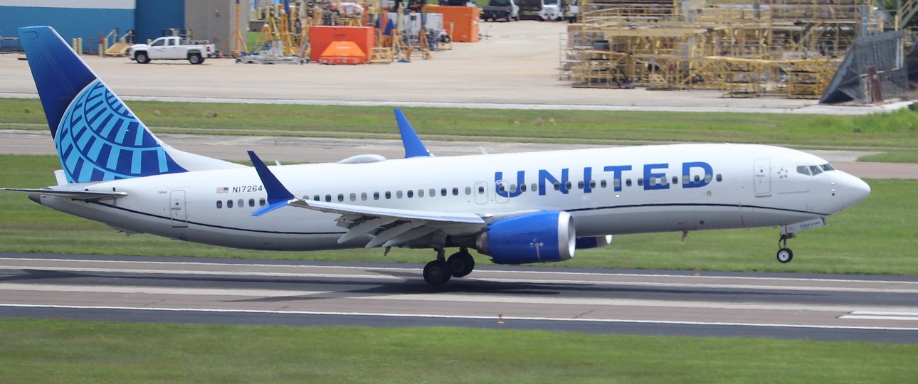 Eine Boeing 737 Max 8 von United Airlines: Am 28. Juli musste ein Flugzeug wegen eines medizinischen Notfalls außerplanmäßig landen.