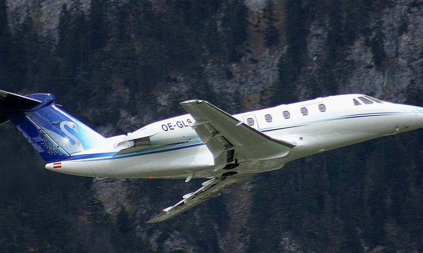 Eine Cessna 650 Citation VII von Tyrolean Air Services: Das Flugzeug war für den Swarovski-Konzern unterwegs.