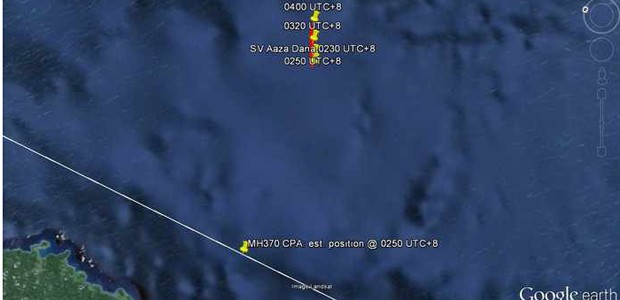 Standort der Yacht und mögliche Route von MH370: Eine Sichtung wäre möglich gewesen.