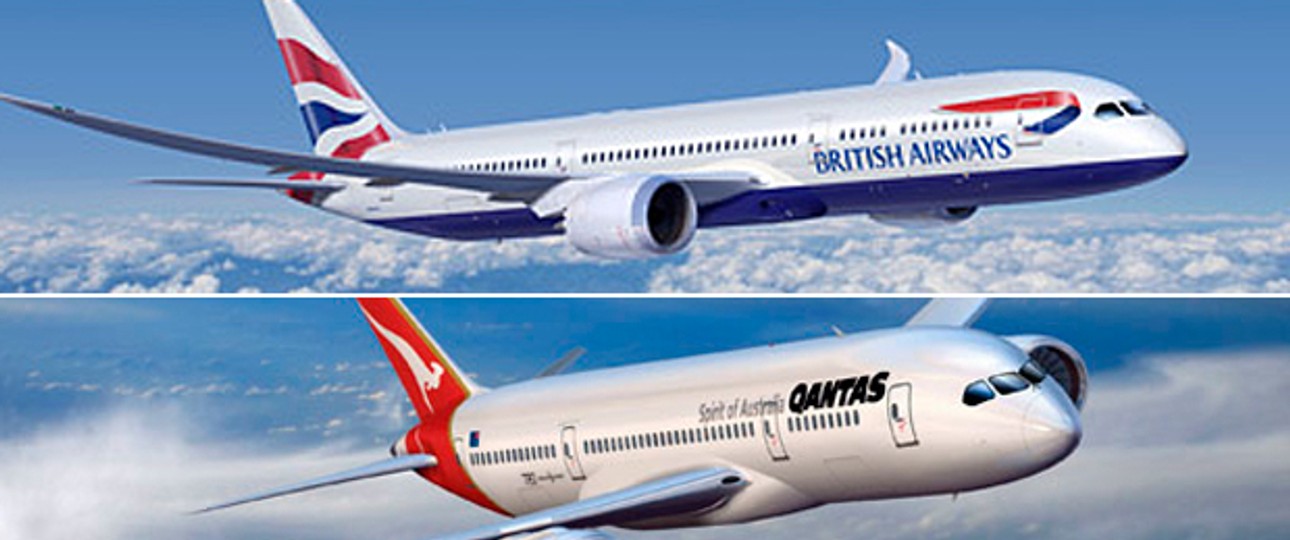 Dreamliner in den Farben von British Airways und Qantas: Große Zuversicht.