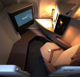 First Class im Airbus A321 LR von Etihad: Kommt gut an. 