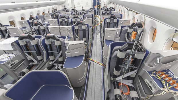 So sieht die Business Class im Testflieger MSN002 aus.