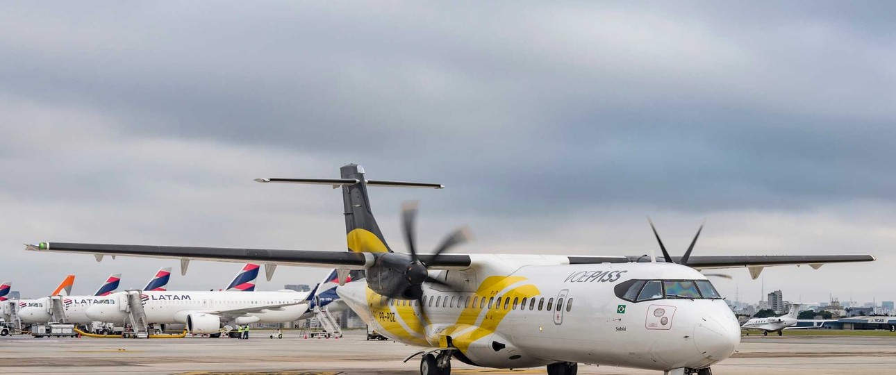 ATR-72 von Voepass auf der Landebahn des Flughafens Sao Paulo-Congonhas: Brasilien investiert in die regionale Luftfahrt.