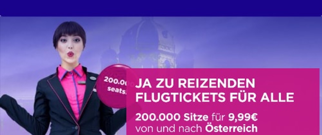 Wizz Air bietet auf ihrer Website «reizende Flugtickets für alle»