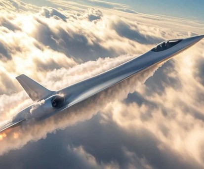  TMS-10 im Flug: Bei einem Erfolg soll ein Überschalljet für 15 Personen entstehen. 