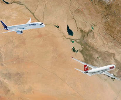 Flieger von Lufthansa und Swiss über dem Irak: (Montage): Verbotene Überflüge.