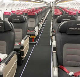 Premium Biz bei Eurowings: Inzwischen sind die Sitze wieder ausgebaut. 
