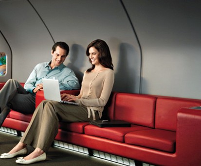 Business Lounge im A380 von Qantas: Bald mit neuem Interieur.