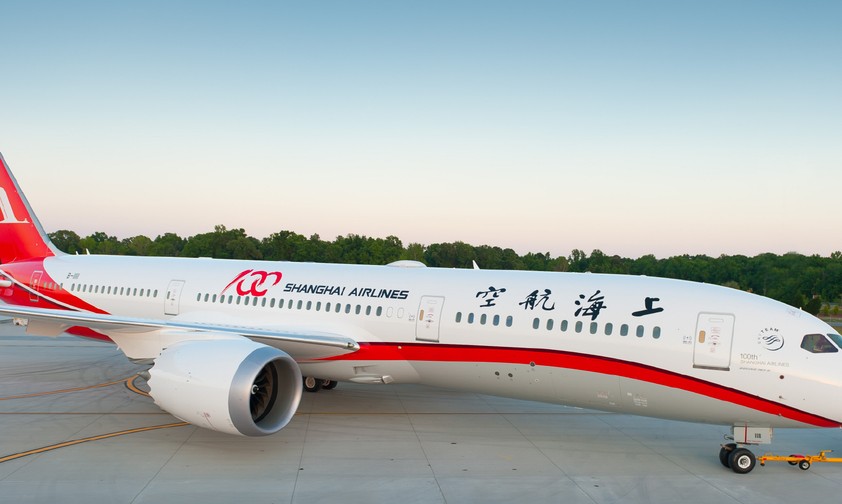100. Flugzeug von Shanghai Airlines: Die Sonderlackierung der Boeing 787 stellte die Airline vergangenes Jahr vor.