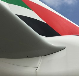 Heck eines Airbus A380 von Emirates: An dieser Stelle kann der Mangel auftreten.