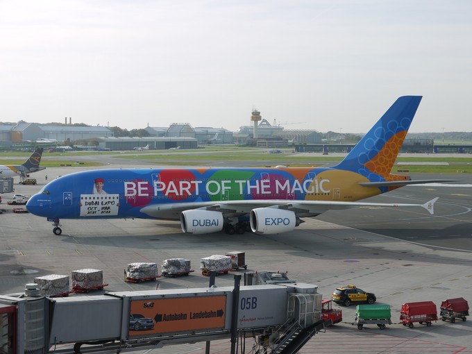 Emirates wählte für die Rückkehr nach Hamburg ihren buntesten A380 aus