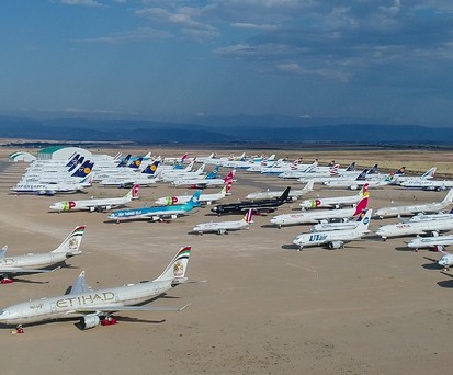 Das Flugzeuglagerungs- und Verwertungsunternehmen Tarmac Aerosave betreibt im französischen Tarbes und im spanischen Teruel (im Bild) Standplätze für Flugzeuge.