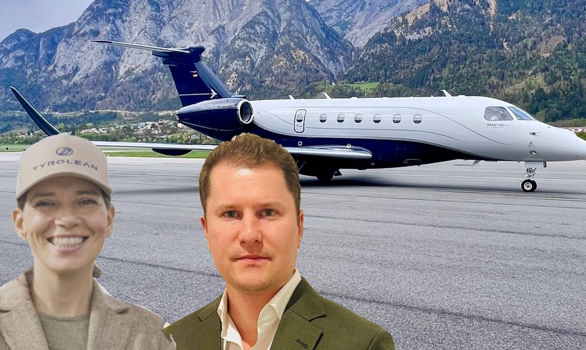 Eine Praetor 600 von Tyrolean Jets & Services: Die beiden Ko-Chefs Martina Cobb und Philipp Schuster.