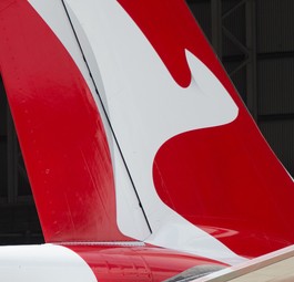 Heckflosse eines Qantas-Fliegers: Das Känguru kommt auch auf einen A321 XLR.
