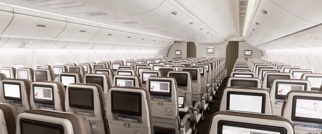 Economy Class der Boeing 777 von Swiss: Wird als eng wahrgenommen.