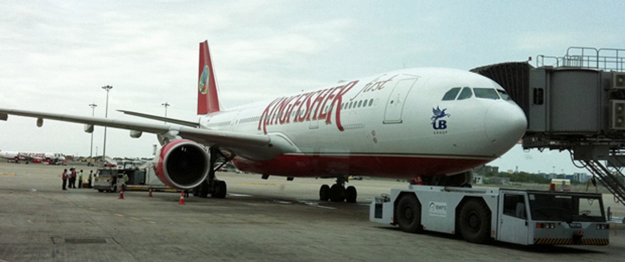 Maschine von Kingfisher in Delhi: Fluglinie ohne Zukunft.