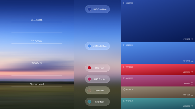 Und so sieht die neue Farbpalette von Lufthansa Group aus.