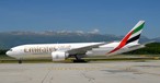 Boeing 777 von Emirates in Genf: Zwei Mal täglich nach Dubai.