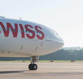 Flugzeug von Swiss: In einer Maschine gab es einen schlüpfrigen Vorfall.