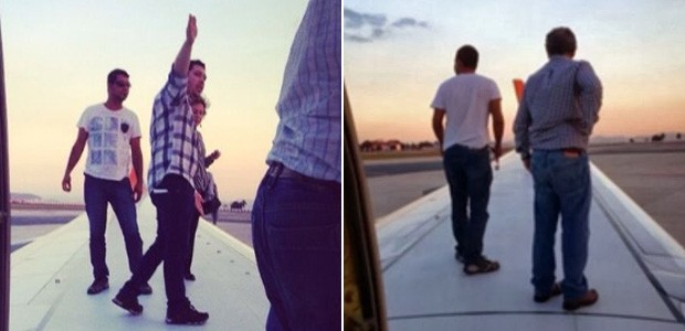 Passagiere auf Tragfläche: Die Reisenden waren stundenlang eingesperrt.