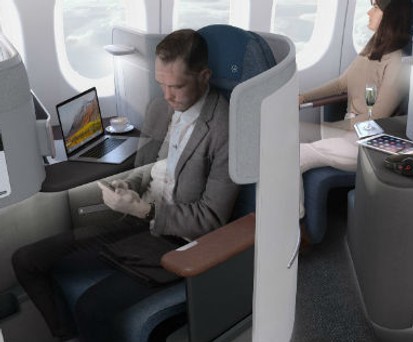 So soll die neue Business Class von Lufthansa aussehen. Die Verschalung soll für mehr Privatsphäre sorgen.