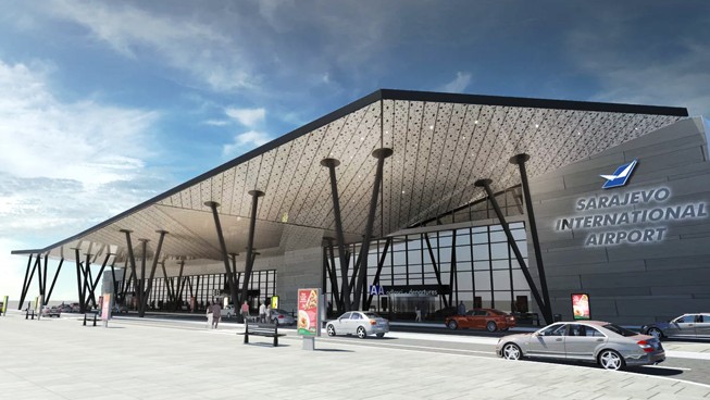 Visualisierung des ausgebauten Terminals in Sarajevo: Der Anbau rechts ...