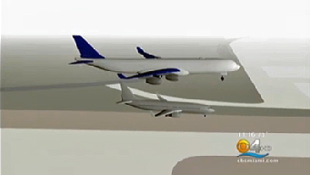 Animation des Zwischenfalls in Miami: Es fehlten nur rund 300 Meter.