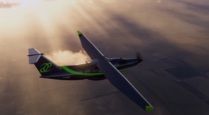 Microliner in der Luft: Die Animation zeigt, wie das Flugzeug aussehen soll.