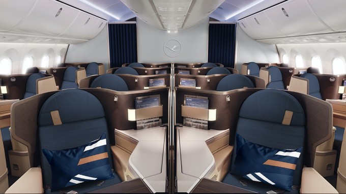 So sieht die Business Class der ersten Boeing 787-9 von Lufthansa aus.