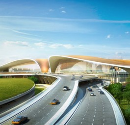 Das neue Passagierterminal des Beijing Daxing Airports wirkt majestätisch und dank der geschwungenen Formen doch nicht erdrückend. Dabei hat es eine Kapazität von bis zu 130 Millionen Passagieren pro Jahr. Es ist mit dem Auto zu erreichen...