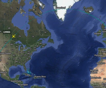 Mit der Sonderflugnummer LH9886 ging es nach Arizona: Die D-ABYG hat Deutschland verlassen.