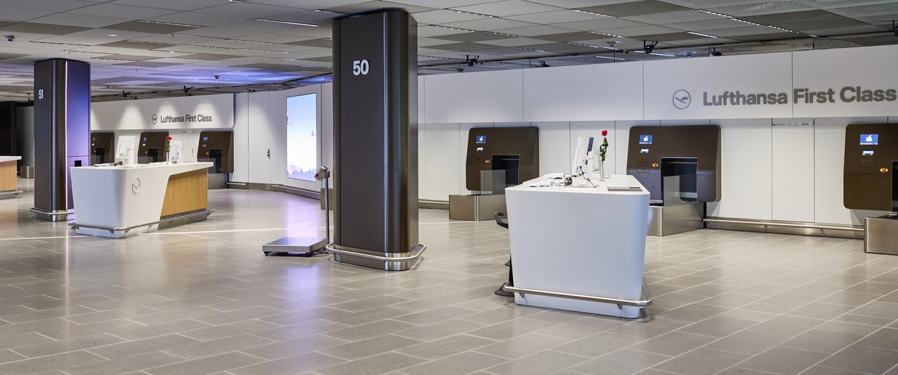 Premium-Check-in-Bereich von Lufthansa am Flughafen Frankfurt: Modernisiert.