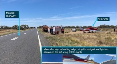 Cirrus SR22 nach der Notlandung auf einem Highway: Der Pilot wurde von der australischen Behörde für sein Verhalten gelobt.