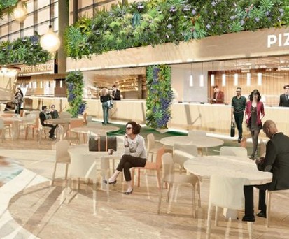 Essen in Gartenatmosphäre: So soll es im ausgebauten Abflugbereich des Terminal 2 vom Flughafen Singapur Changi künftig aussehen.