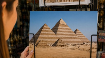 Pyramiden von Gizeh im neuen Look: Condor flog nicht im eigenen Design nach Kairo.