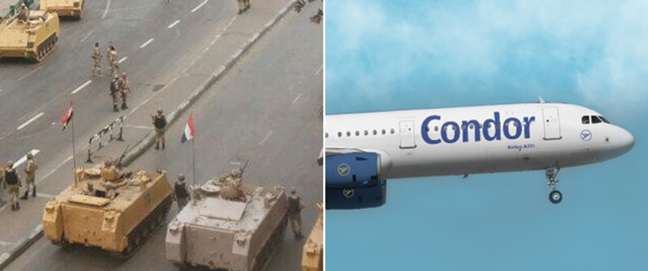 Panzer in den Strassen von Kairo, Flieger von Condor: Gespannte Lage.