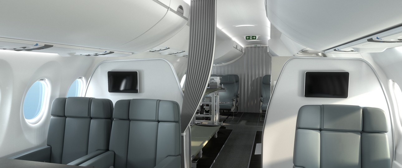 Die ACJ220 von Airbus als Ambulanzflugzeug: Lufthansa Technik entwickelt neue Kabinenlayouts.